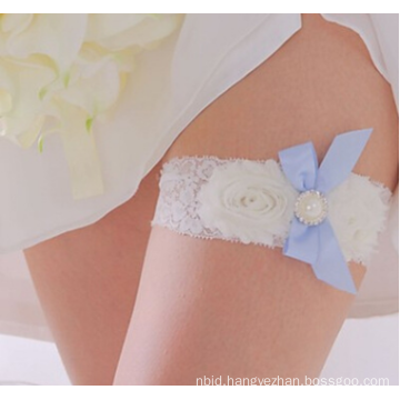 Best selling Beautiful Blue Lace and Bow Wedding Bridal Garters Exquisite Elastic Wedding Garter